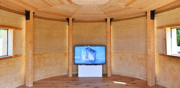 Interior da casa sustentável impressa em 3D
